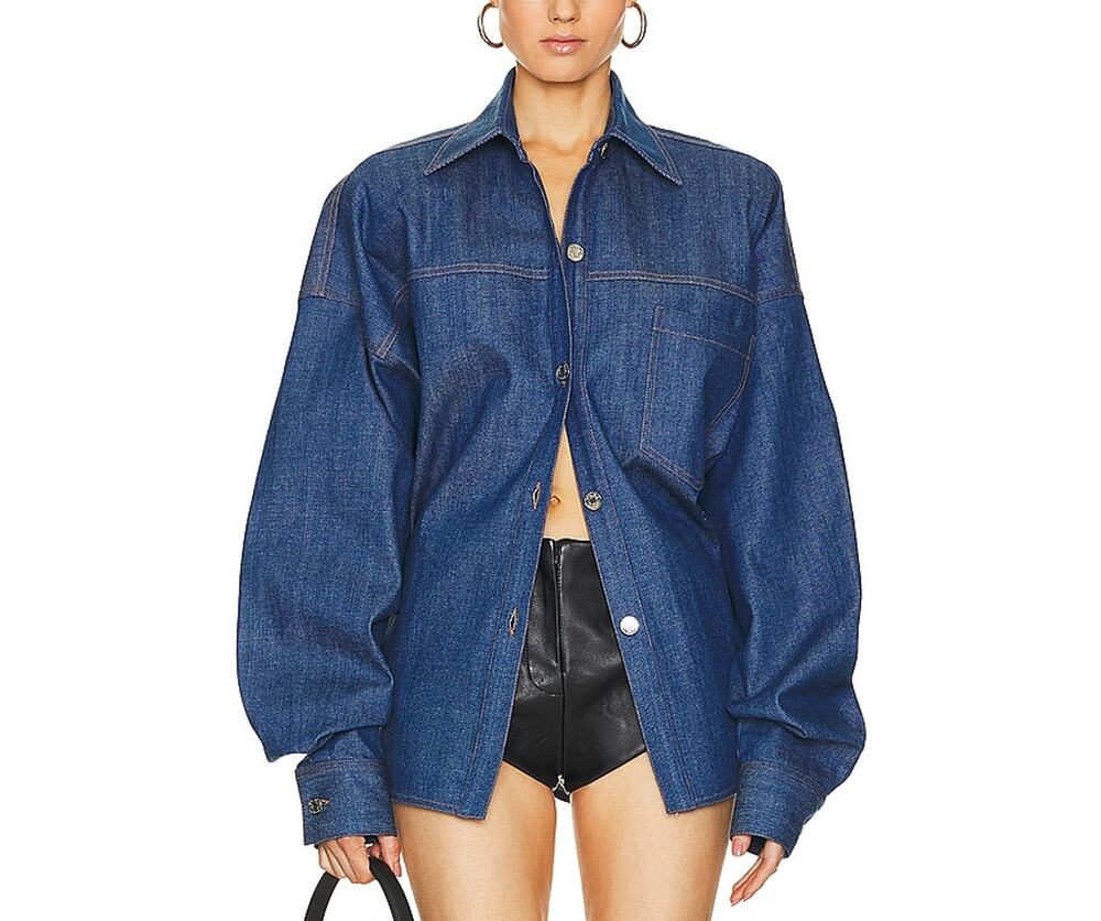 Laquan Smith Oversized Dark Blue Denim Size XS Shirt